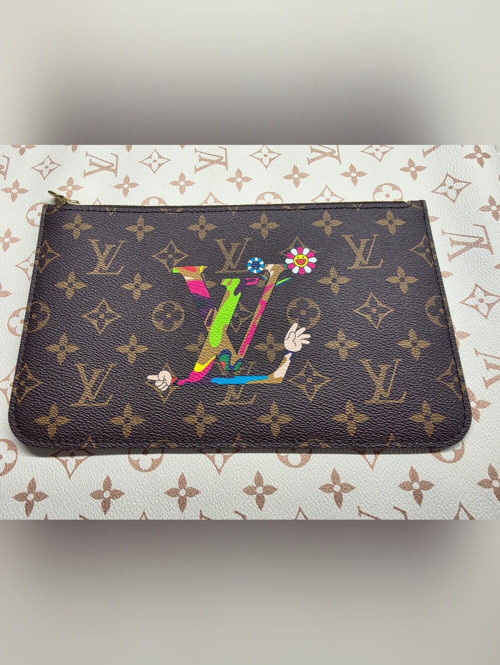 Louis Vuitton Neverfull Murakami Superflat Monogram Pouch